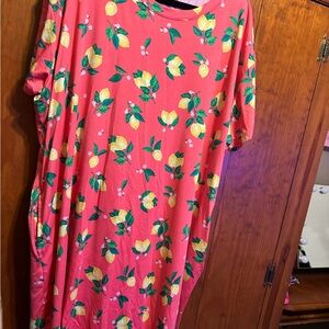 Lemon Print Pink Gown